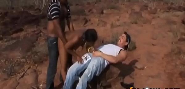  Slave from Africa takes two big dicks outdoorsedit-ass-1